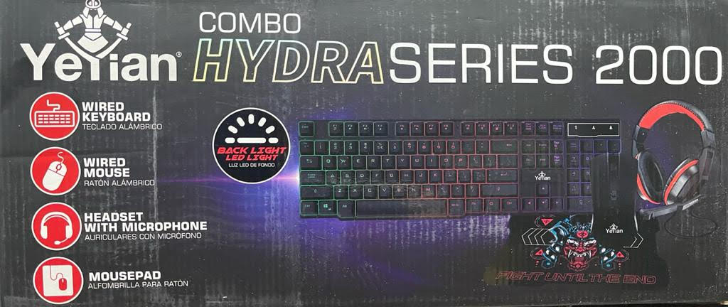 KIT YEYIAN LED YKH-20707 HYDRA S2000 TECLADO, MOUSE, HEADSET, MOUSEPAD PUE