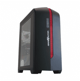 Gabinete Gaming GAME FACTOR CSG500 - Torre, PC, Micro ATX, Color rojo