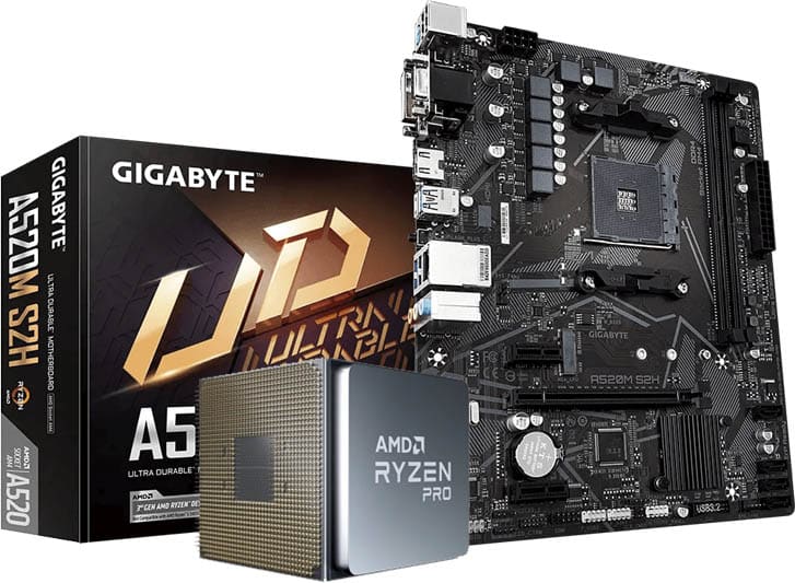Set   Procesador AMD Ryzen 3 Pro 4350g Radeon AM4 3.8ghz Quadcore Con Disipador + Tarjeta Madre Gigabyte A520m-s2h