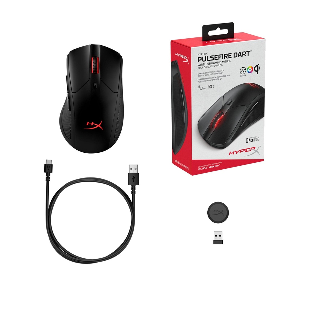 MOUSE PARA GAMING HYPERX PULSEFIRE DART QI CARGA INALAMBRICA 16000 DPI HX-MC006B