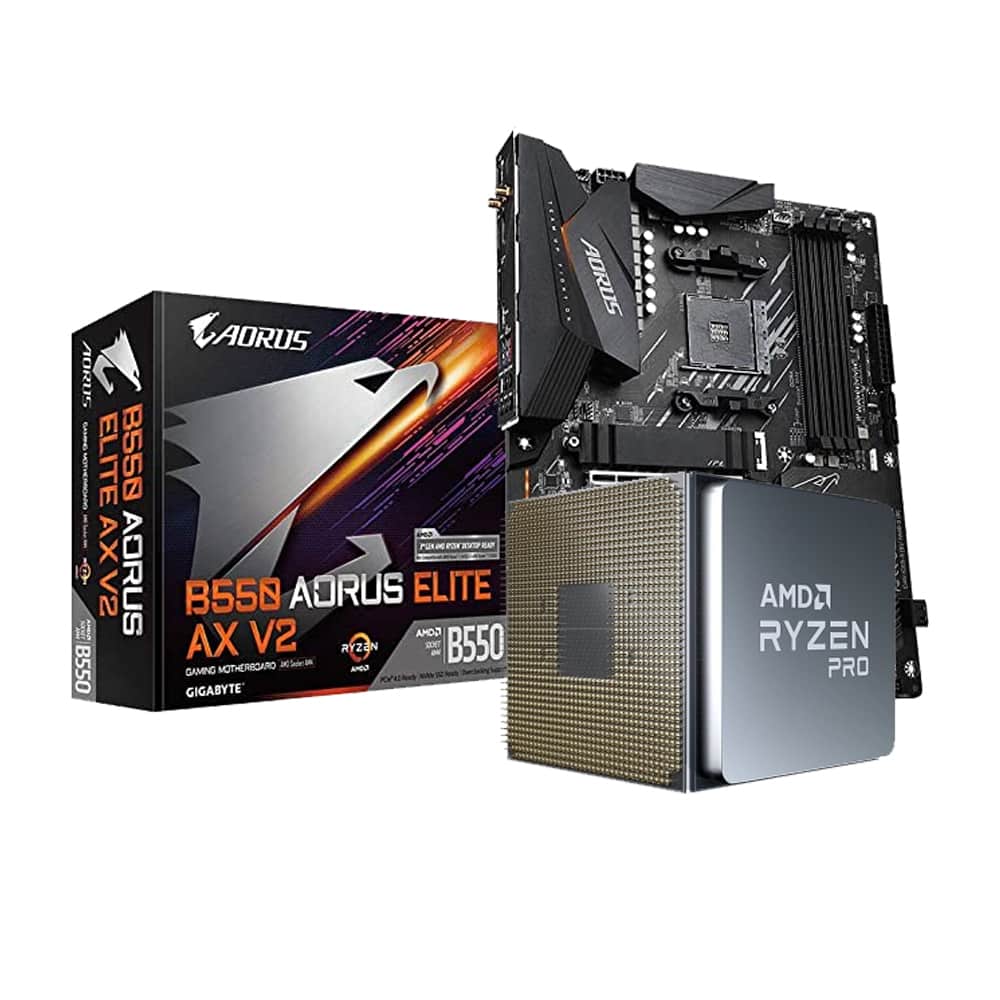 SET PROCESADOR AMD RYZEN 7 PRO 4750G 3.6GHZ + MOTHERBOARD GIGABYTE B550 AORUS ELITE AX V2