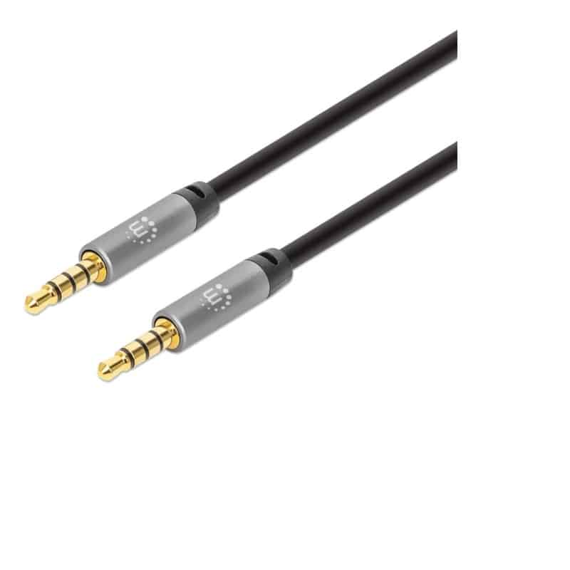Cable  Manhattan Audio Estereo 3.5mm M-m 2m Negro/plateado 355995