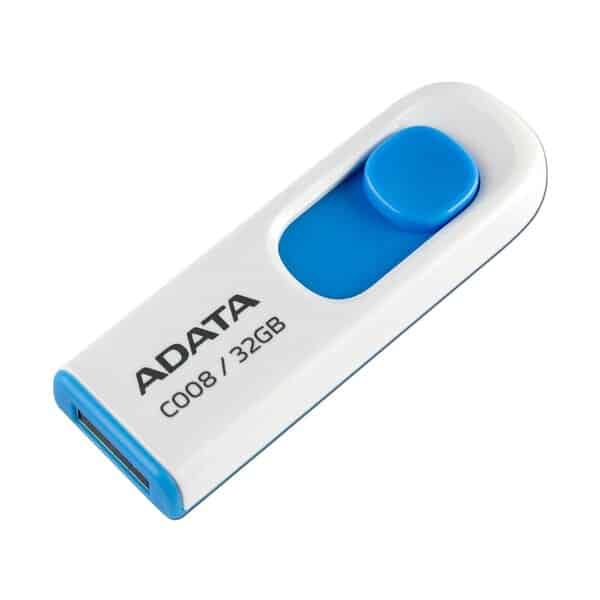 Memoria Flash Adata C008 32gb Usb 2.0 Blanco/azul (ac008-32g-rwe)