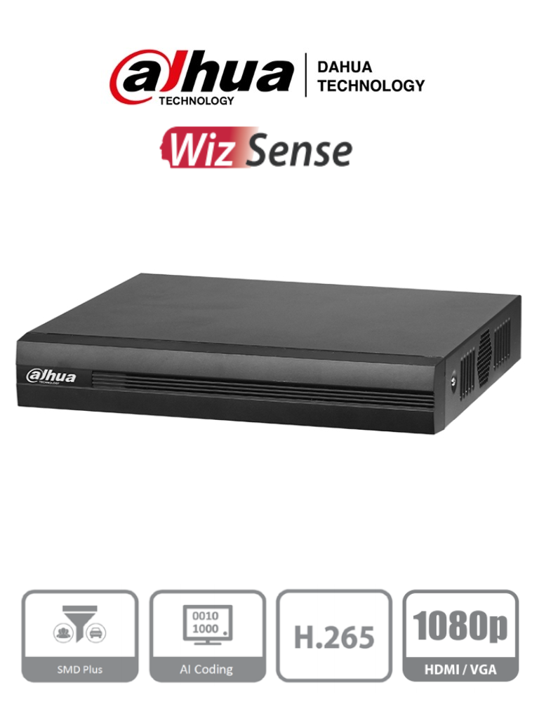 Dvr  Dahua De 16 Can 2 Mpx Lite/ Wizsense/h.265+/16 Canales+2ip/smd P (dh-xvr1b16-i)