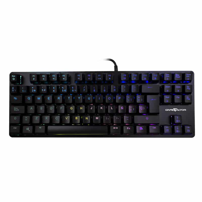 Teclado Mecanico Tkl Game Factor Rgb,usb Negro, Switch Blue Kbg500-bl
