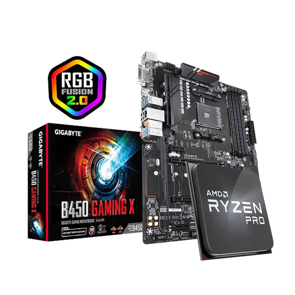 Set     Procesador AMD Ryzen 5 4650g 3.7ghz 6 Cores + Tarjeta Madre Gigabyte B450 Gaming X AM4 Ryzen