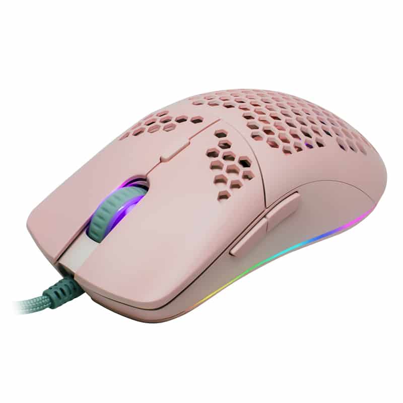 Mouse  Game Factor Pixart 3389 16 Kdpi 7botones Rgb Rosa Mog601-pk