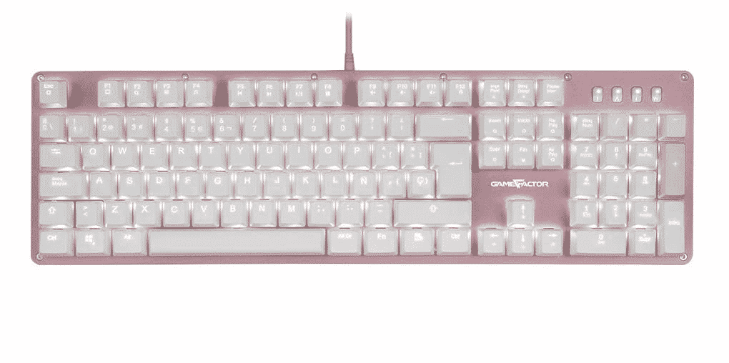 Teclado Mecanico Game Factor Luz Blanca/swt Blue/usb/rosa Kbg400-pk-bl