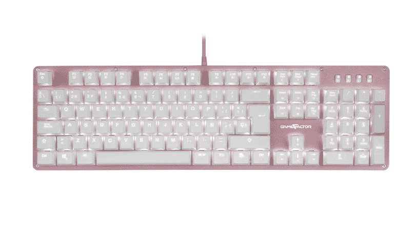 Teclado Mecanico Game Factor Luz Blanca/swt Red/usb/rosa Kbg400-pk-rd