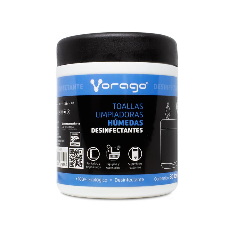 Toallas  Humedas Desinfectantes Vorago Cln-107 Bote C/30pz