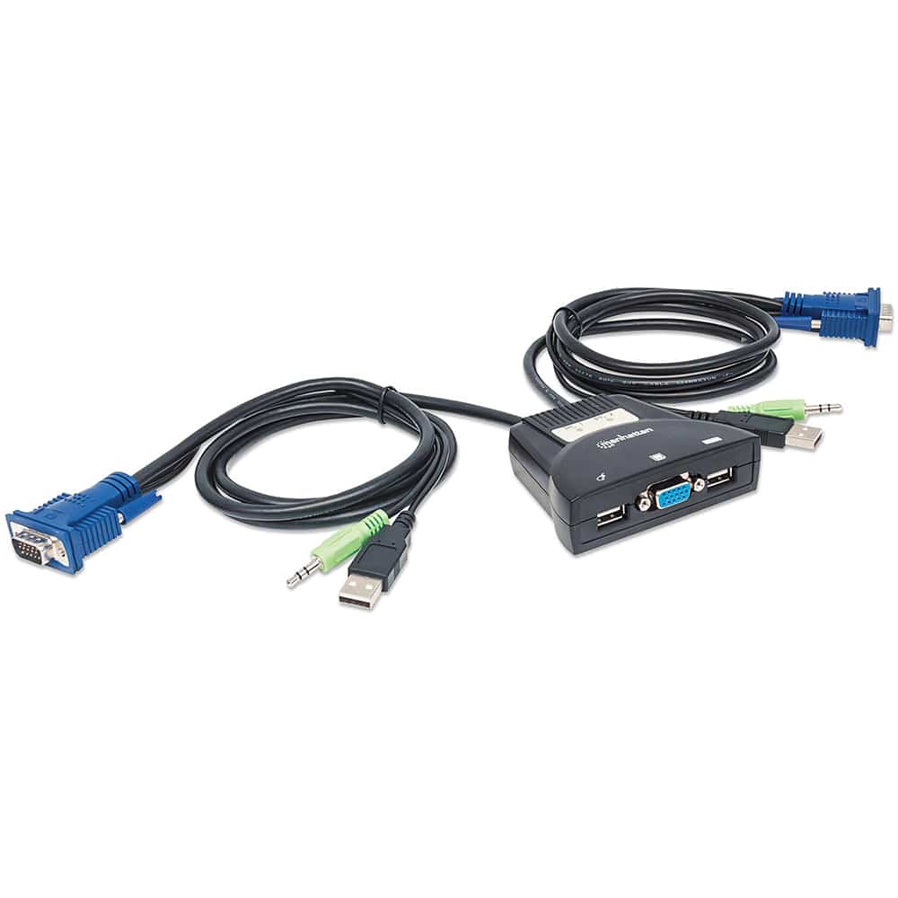 Mux  Kvm Mini Usb 2:1 Manhattan Con Cables + Audio 151245