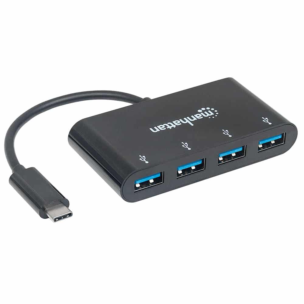 Hub Usb C Manhattan A 4 Ptos V3.1 Negro 162746