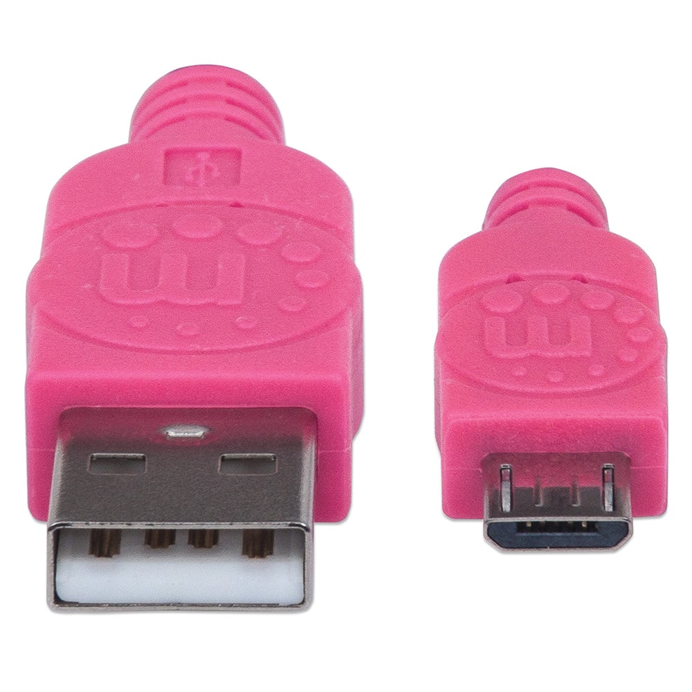 Cable  Manhattan Usb V2 A-micro B 1m Textil Rosa/morado Blister 394048