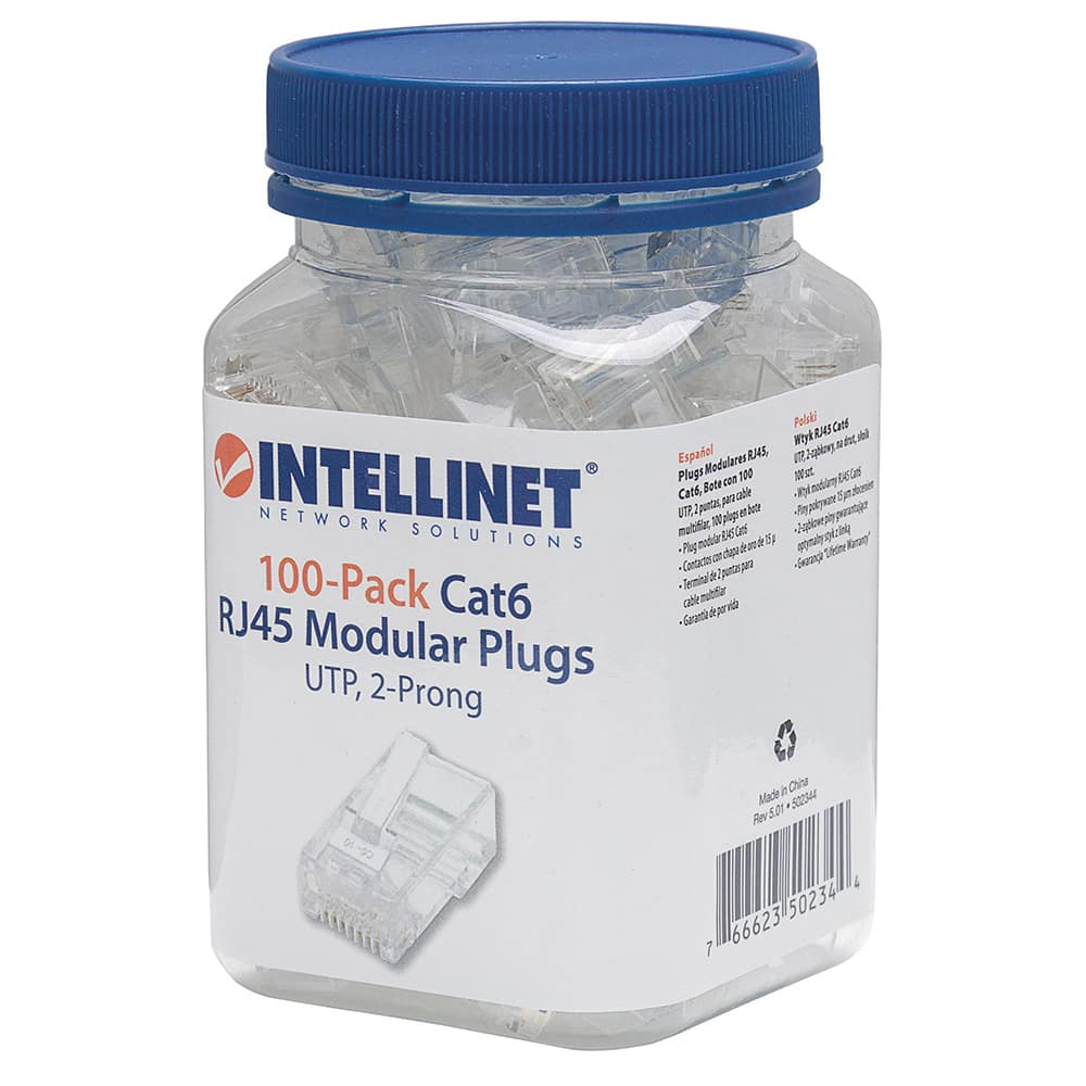 Plug  Rj45 Cat6 Multifiliar Utp Bote 100pzas Intellinet 502344