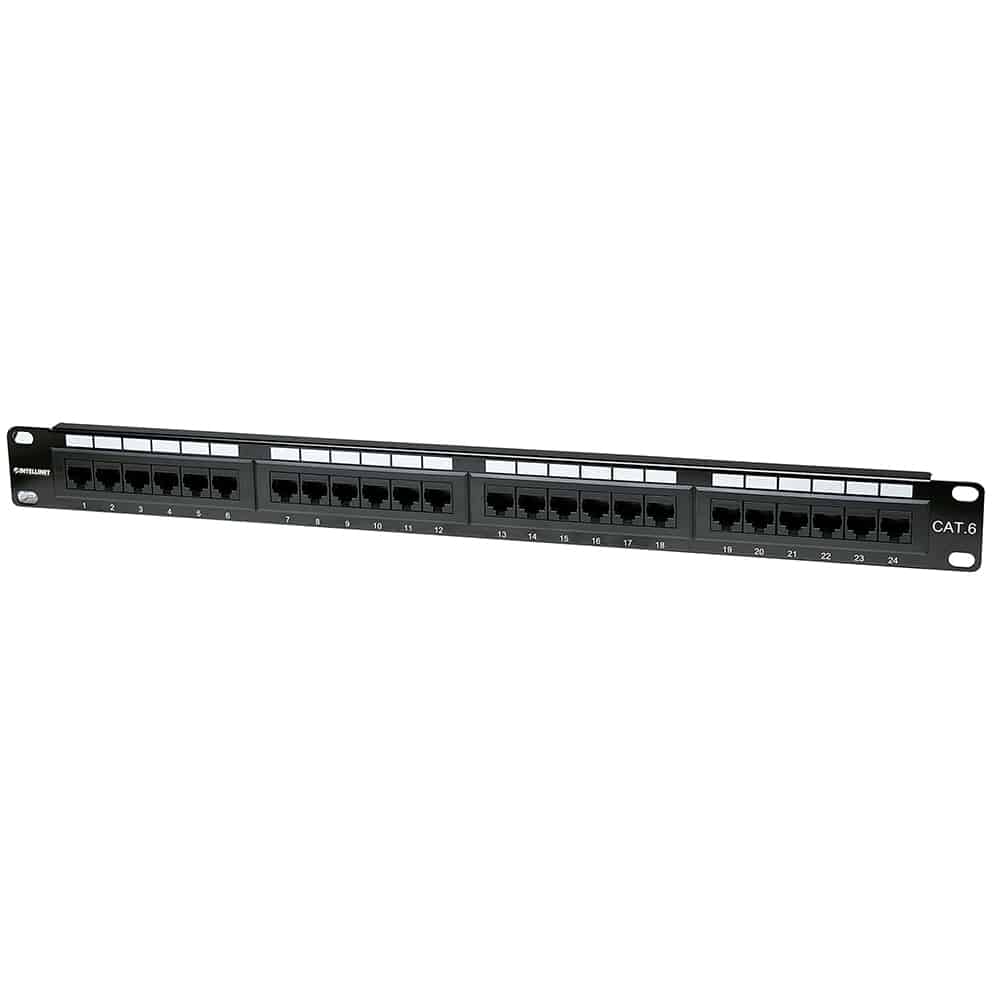 Panel  De Parcheo 24 Puertos Cat6 Utp 1u P/rack 19 Intellinet 520959