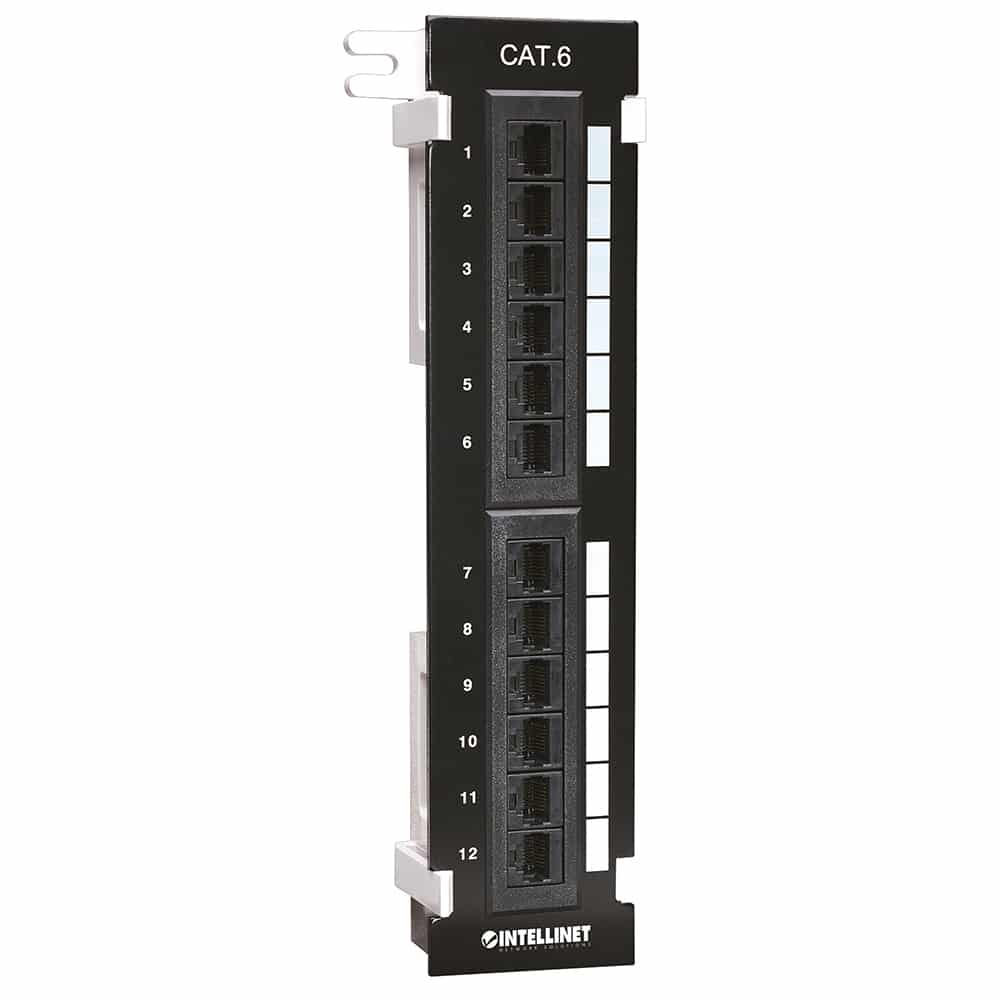 Panel  Parcheo 12 Puertos Intellinet Cat6 Utp 1u Para Pared 560269