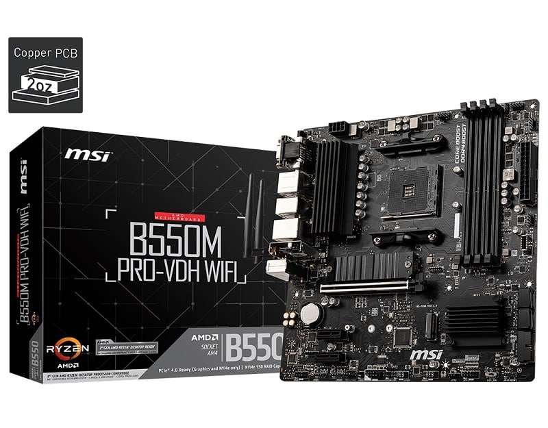 Tarjeta         Madre Msi B550m Pro Vdh Wifi Soc Am4 Matx Hdmi, Ddr4
