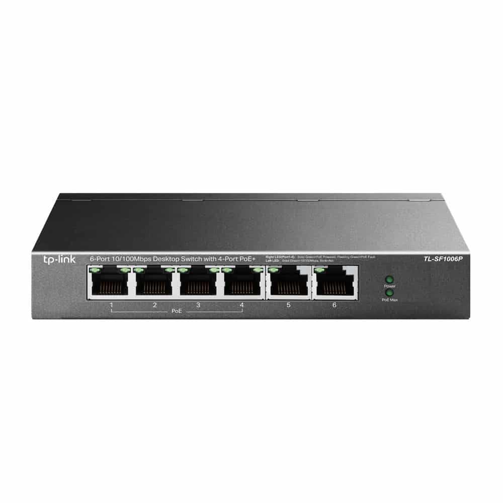 Switch Poe Tp-link 6 Puertos 10/100mbps/poe + 4puertos/ Tl-sf1006p