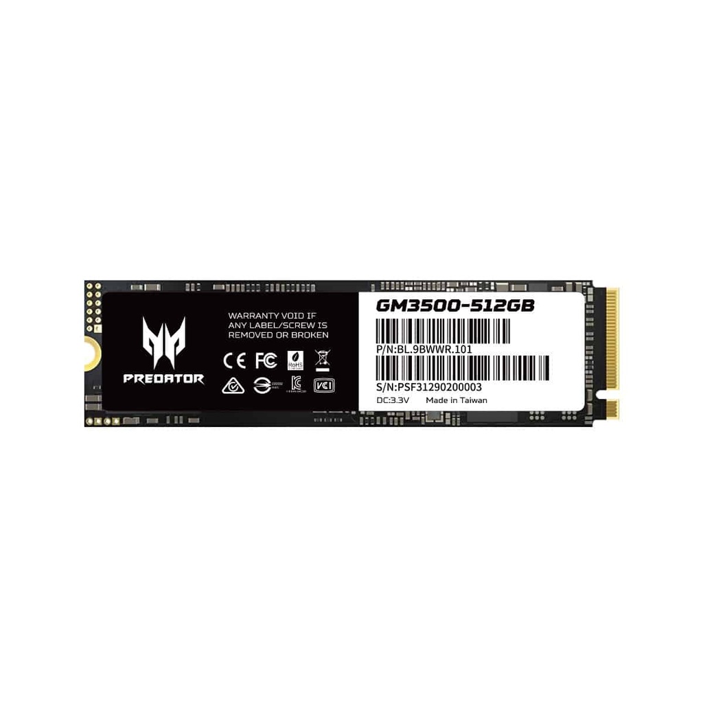 Unidad Ssd Predator Gm3500 512gb M.2 Nvme Gen3x4 3400mb/s Bl.9bwwr.101
