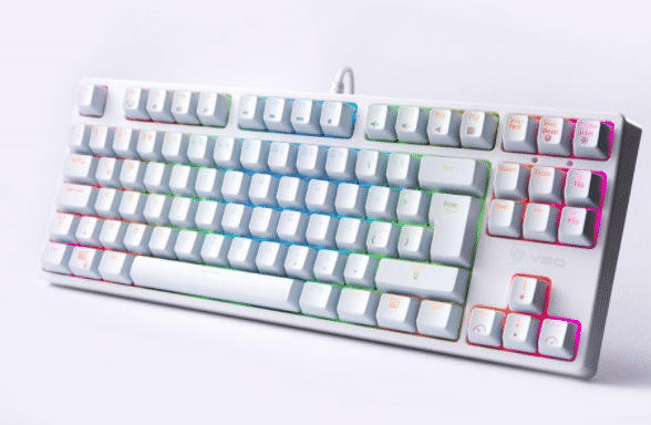 TECLADO MECANICO PARA GAMING VSG ALNITAK RGB KALIH RED ANTI GHOSTING ESPAÑOL  VG-KM982-WHT-RED BLANCO