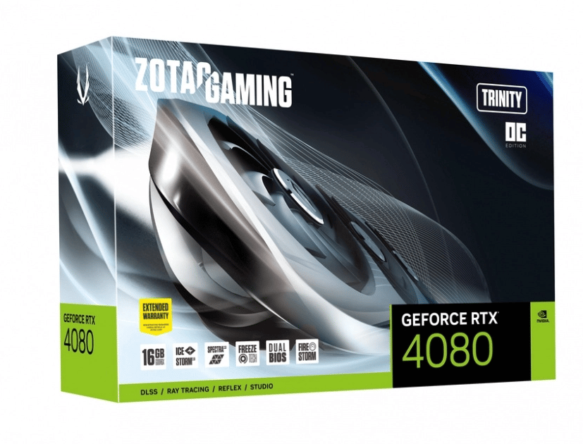 Tarjeta   De Video Zotac Nvidia Geforce RTX 4080 16gb Trinity Gaming 16gb Gddr6x PCI Express X16 4.0 Zt-d40810d- 10p