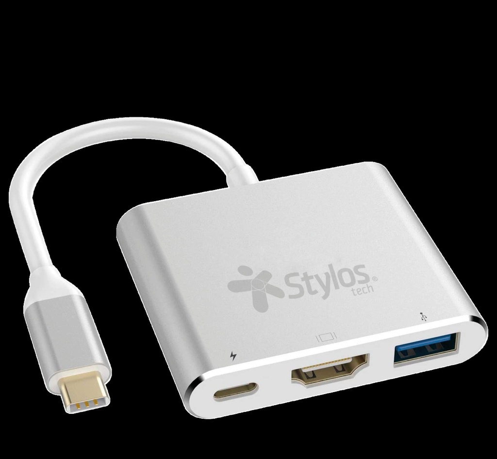 Hub Multipuerto Stylos 3 En 1 Hdmi 4k, Usb 3.0, Usb C (stcbhub31s)