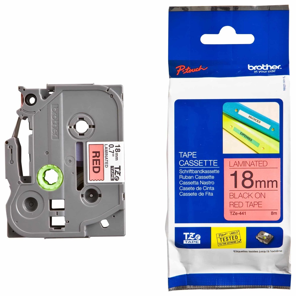 Cinta  Brother Tze441 Negro Sobre Rojo 18mm