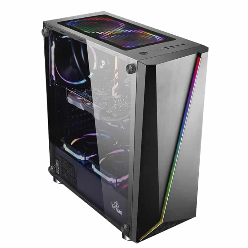 Gabinete Yeyian Yga-68809 Armageddon 2200 Lat Crist 3vent Rgb,usb,neg