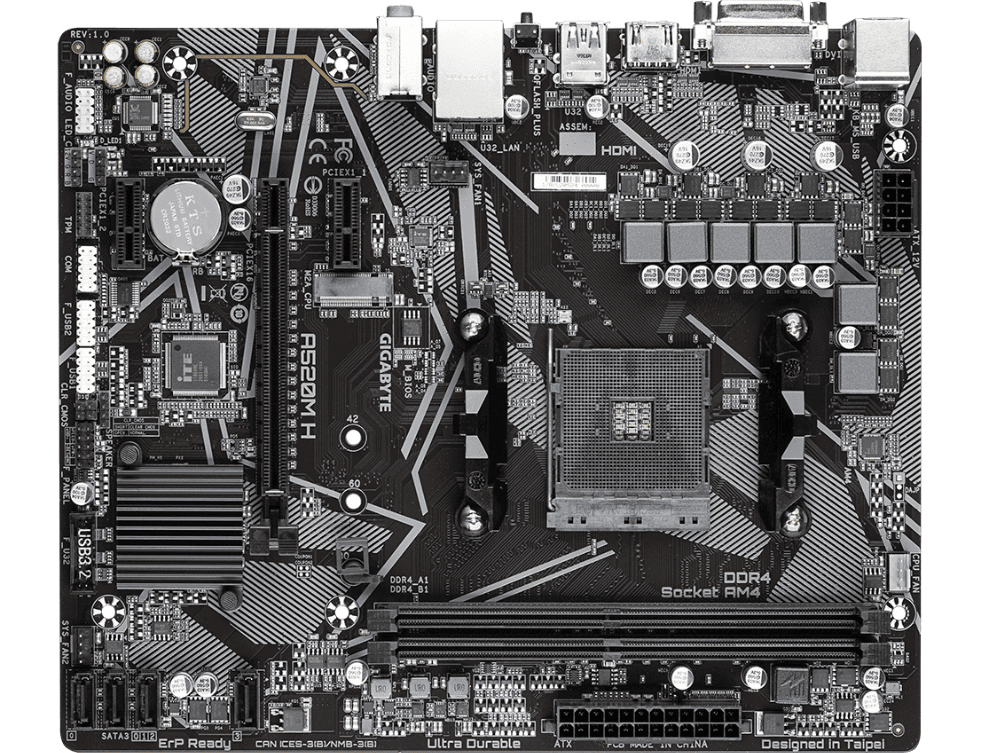 Tarjeta     Madre Gigabyte Micro Atx A520m H (rev. 1.0), S-am4, AMD A520