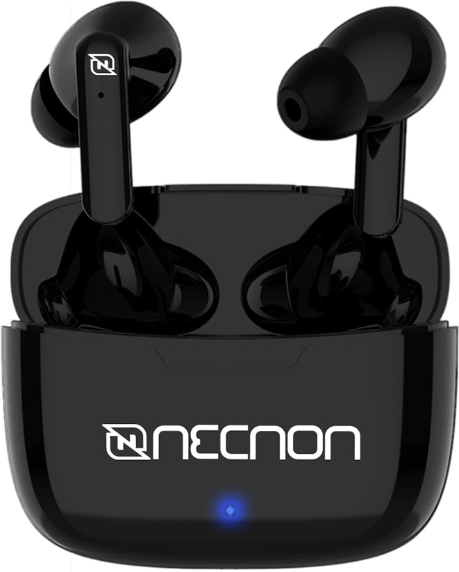 EARBUDS BLUETOOTH TWS 30MAH CON CAJA DE CARGA 200MAH INDICADOR LED NEGRO -