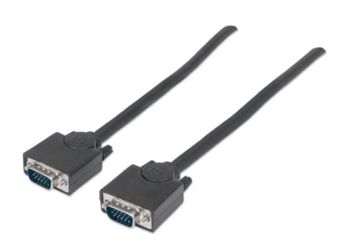 Cable VGA - HD15 MANHATTAN - 1, 8 m, VGA (D-Sub), VGA (D-Sub), Macho/Macho, Negro