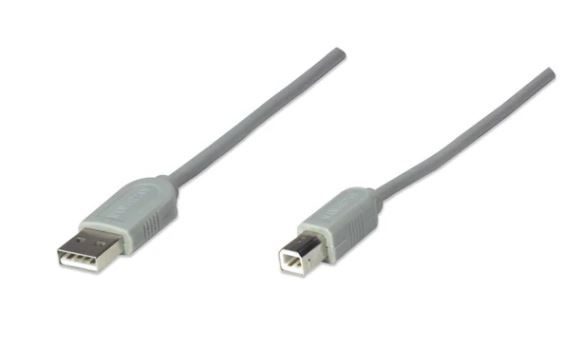 Cable USB MANHATTAN 341028 - USB A, USB B, Macho/Macho, 4, 5 m, Gris