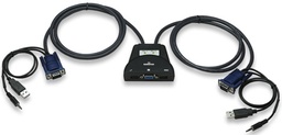 [ACCITL2940] MUX KVM Mini USB 2:1 con Cables+Audio - MANHATTAN, Mini Switch KVM de 2 puertos