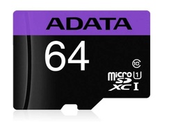 [MEMDAT2380] Memoria                                                                                                                                                                                                           Micro Sd Adata Uhs-i U1 - 64 Gb, 30 Mb/s, 10 Mb/s, Negro