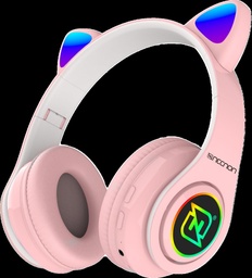 [NCAB0704RG] AUDIFONOS NECNON ON-EAR BT NBH-07 CON OREJAS LUZ RGB MANOS LIBRES ROSA