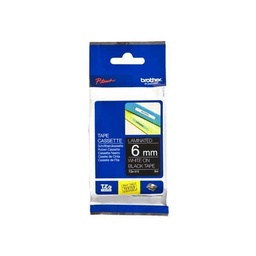 [CARBRT3340] Etiqueta                                                                                                                                                                                                                                   Negra Continua Laminada Brother Tze315 - De 6 Mm De Ancho X 8 Mts De Largo. Impresión En Blanco.
