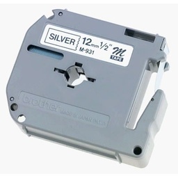 [CARBRT830] Etiqueta                                                                                                                                                                                                                              Plata Continua Plástica No Laminada Brother M931 - De 12 Mm De Ancho X 8 Mts De Largo. Impresión En Negro.