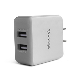 [7502266676782-V] CARGADOR PARA PARED VORAGO 2 PUERTOS USB BLANCO BLISTER AU-106-WH