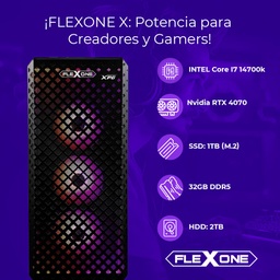 [dim-flexone-x-i7-14700k] Computadora    Flexone X Intel Core I7 14700k 32gb Ddr5 B760 1tb SSD M.2 2tb HDD 650w 80+ Wc 240mm Wifi Nvidia Rtx4070 Super 12gb