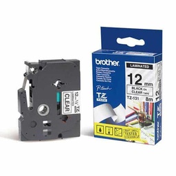 [TZES135] Cinta Brother Tzes135 Blanco Sobre Transparente 12 Mm Eresistente