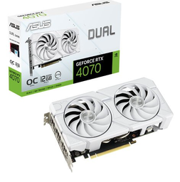 [DUAL-RTX4070-O12G-EVO-WHITE] TARJETA DE VIDEO ASUS NVIDIA RTX4070 /PCIE X16 4.0 /12GB GDDR6X /HDMI /3X DP /ESTANDAR /GAMA ALTA /BLACA
