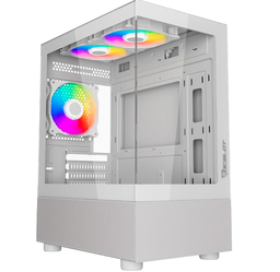 [GLASS EW7] GABINETE OCELOT GAMING MICRO ATX CON 3 VENTILADORES COLOR BLANCO