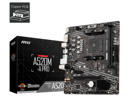 [A520M-A PRO-1] Tarjeta Madre MSI micro ATX A520M-A PRO, S-AM4, AMD A520, HDMI, 64GB DDR4 para AMD