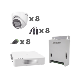 [KH1080P8EWFH] Kit Turbohd 1080p / Dvr 8 Canales Con Audio Por Coaxitron / 8 Cámaras Con Micrófono Integrado 106° Visión/  Luz Blanca + Ir Visión Nocturna  / Transceptores / Conectores / Fuente De Poder Profesional