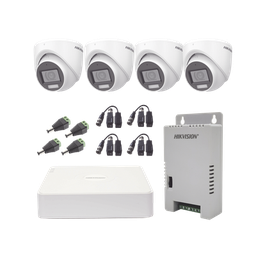 [KH1080P4ESFH] Kit Turbohd 1080p / Dvr 4 Canales Con Audio Por Coaxitron / 4 Cámaras Con Micrófono Y  106° Visión/  Luz Blanca + Ir Visión Nocturna  / Transceptores / Conectores / Fuente De Poder Profesional