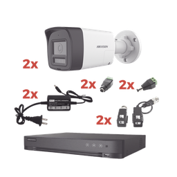 [KH-1080P-2B-TWA] Kit Audio Bidireccional Turbohd 1080p / Dvr 4 Canales / 2 Cámaras Bala (exterior) Con Bocina Y Microfóno Integrado / 2 Fuentes De Poder / Accesorios