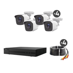 [HL28LQKITS-M(B)] Kit Turbohd 1080p / Dvr 8 Canales Con H.265+ / 4 Cámaras Bala Metálicas / Fuente De Poder / Accesorios De Instalación