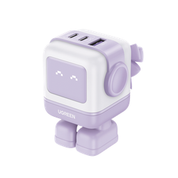 [35314] Cargador Robotgan De 65w Serie Uno | 3 Puertos De Carga Rápida | 2 Usb-c | 1 Usb-a | Pd 3.0 | Qc 4.0 | Carga Inteligente | Tecnología Gan Ii | Zapato Magnético Extraíble | Carcasa Ignifuga | Pantalla Led.