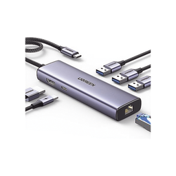 [15598] Hub Usb-c (docking Revodok) 6 En 1 | 3 Puertos Usb-a 3.0 (5 Gbps) | Usb-c Pd 100w | Hdmi 4k@30hz | Entrada 1 Rj45 (gigabit Ethernet) | Chip De Última Generación | Potente Disipación De Calor |  Caja De Aluminio.