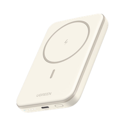 [25207] Power Bank Magsafe De 5000mah | 15w | Carga Inalámbrica Y Por Cable Usb-c | Sistema De Protección Inteligente | Tecnología De Carga Rápida | Ultra Delgado | Ultra Ligero | Compatible Con Iphone 15/14/13/12 | Color Beige.